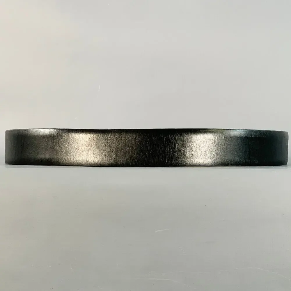 ZILLI Size 40 Black Gold Logo Leather Belt